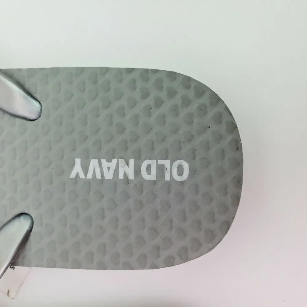 Old Navy Youth Girls Size 5Y-6Y Silver Slip On Casual Flip Flop Sandals
